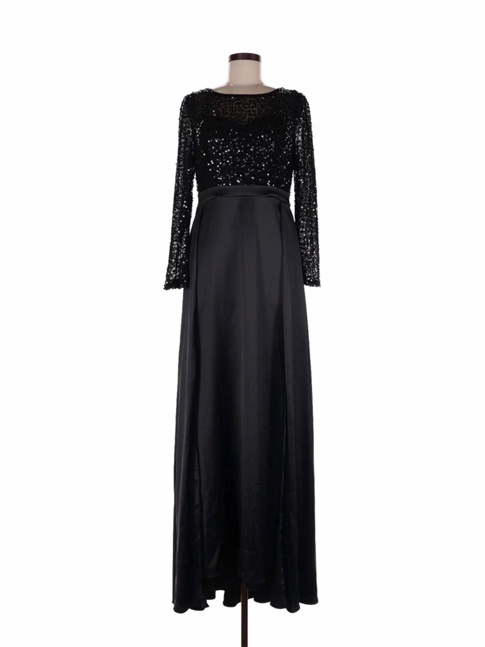 Elegant Black Sequin Long Sleeve Evening Dress
